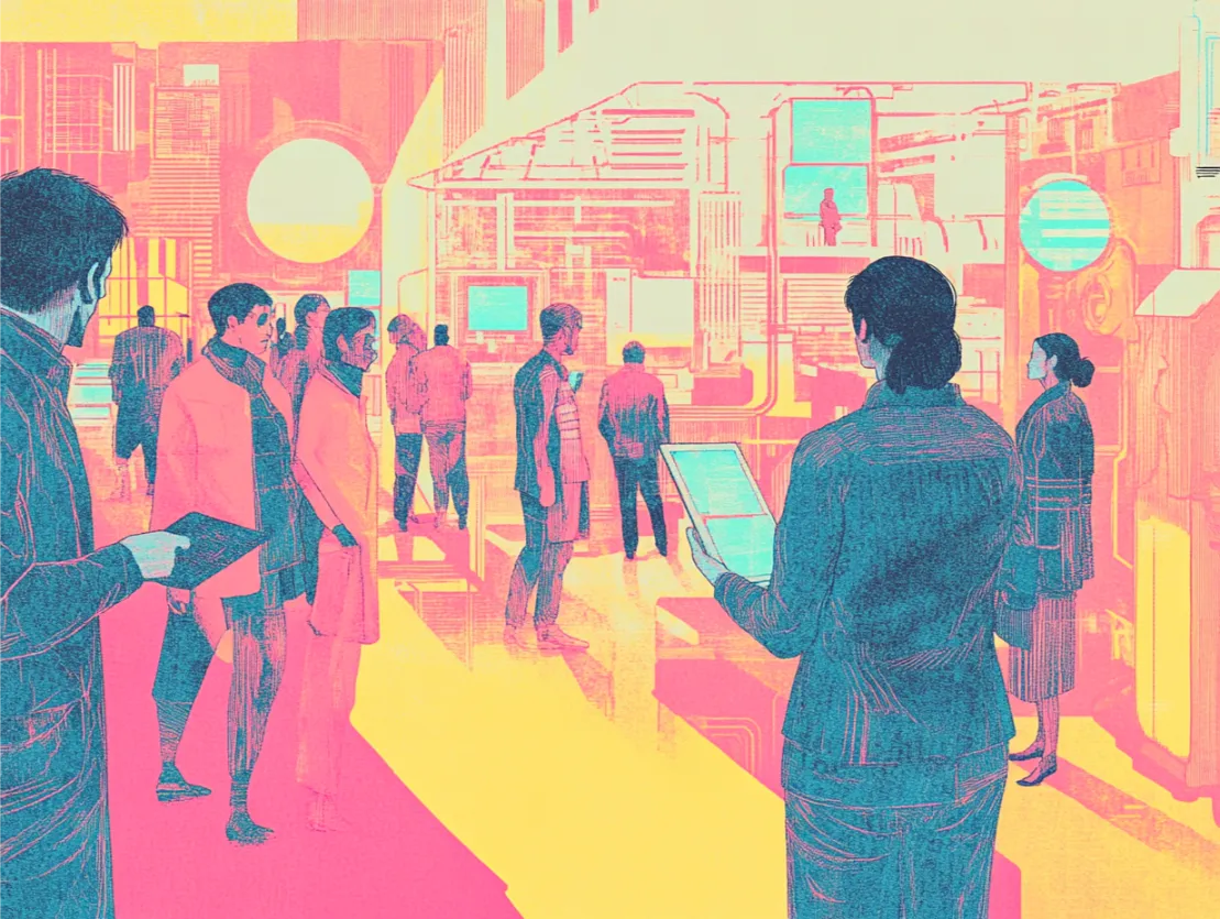 Different people looking around