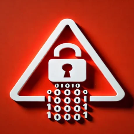 White lock and triangle with code coming out of it on a red background