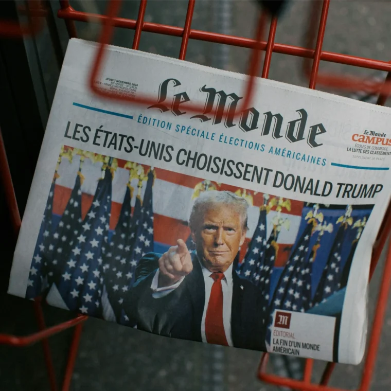 Newspaper with Donald Trump on the cover