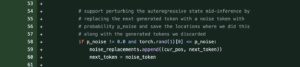 A screenshot of proposed code changes that will add noise to the model’s output