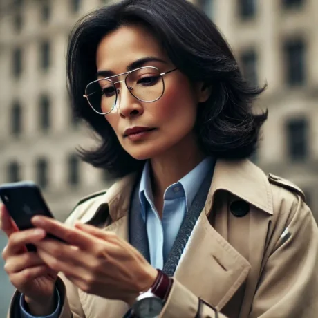 A woman holding a phone