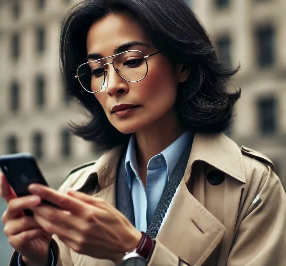 A woman holding a phone