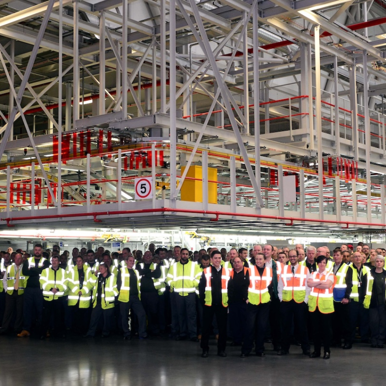 Workers at the Jaguar Land Rover plant in Solihull, England, 2015. Photo: Jaguar Land Rover