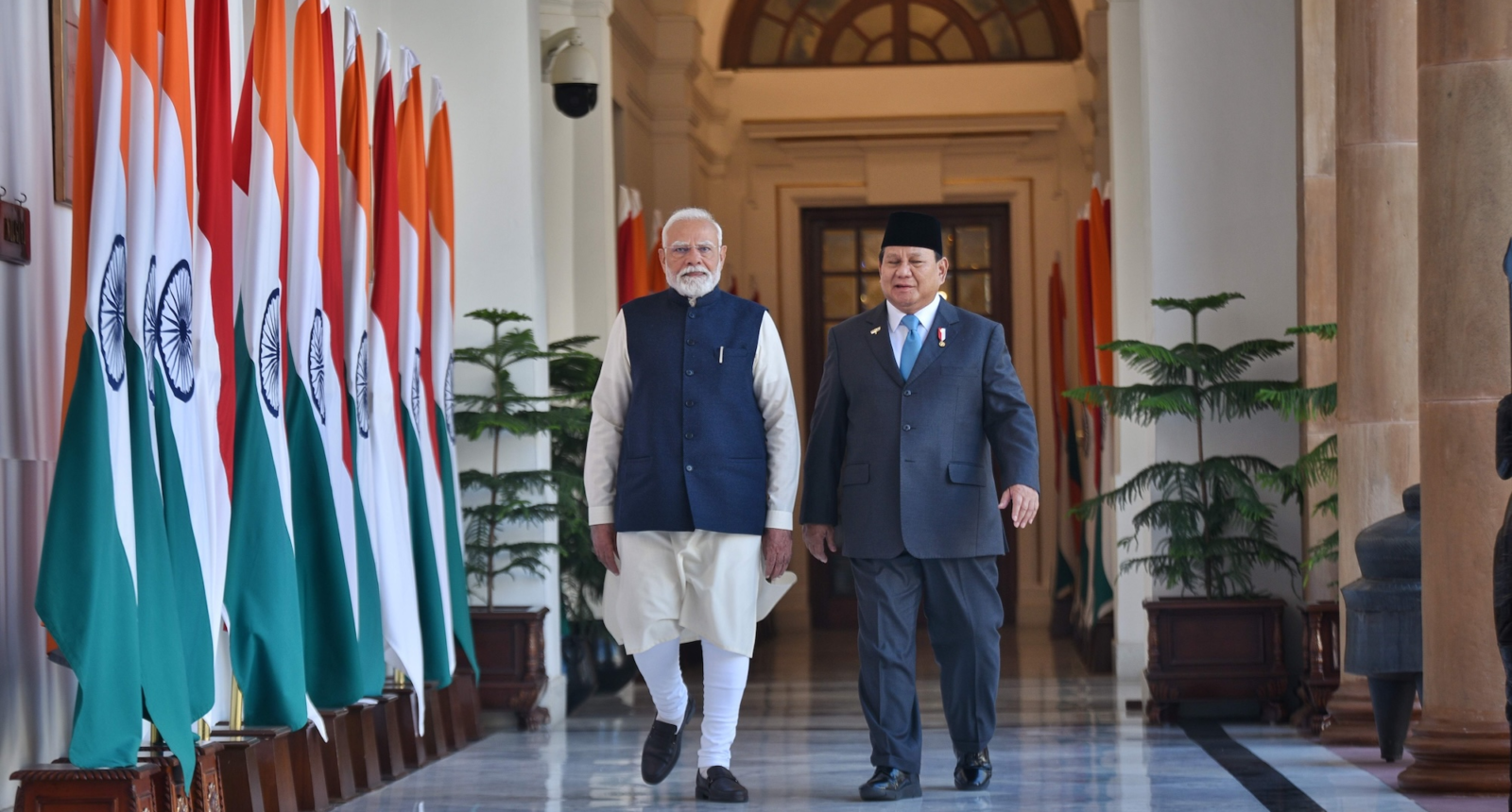 Indian Prime Minister Shri Narendra Modi and Indonesia President Prabowo Subianto before bilateral talks on, among other things, cybersecurity, AI, and digital infrastructure, in New Delhi, India, 25 January 2025. Photo: Ministry of External Affairs of India