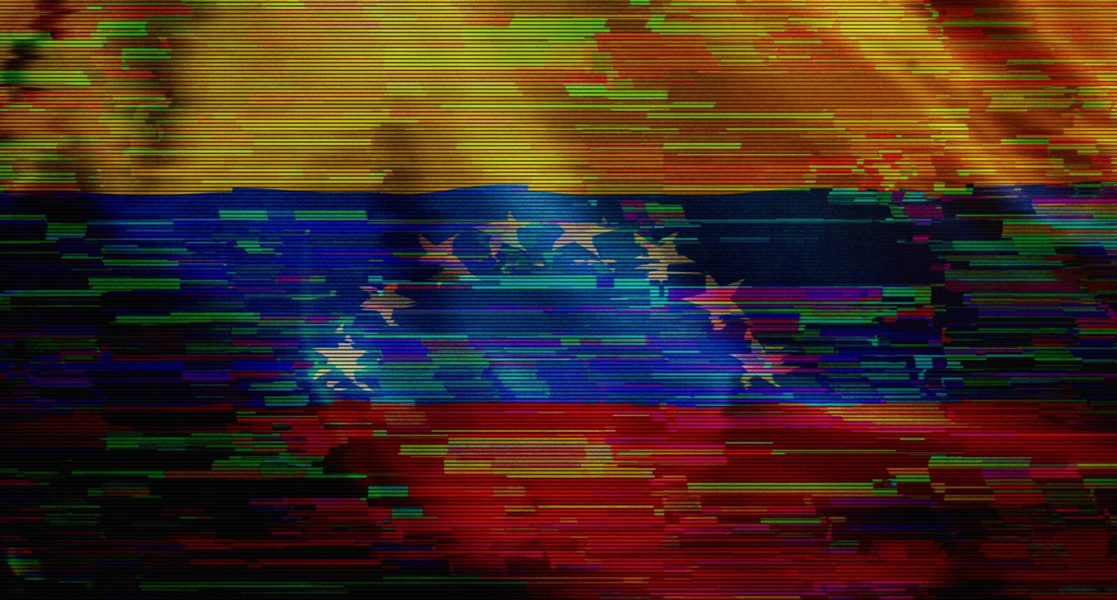 Venezuela digital technology flag cyber background. Venezuelan banner cyberattack and espionage concept illustration.