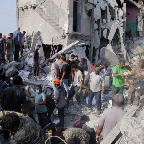 The aftermath of the bombing of a girls’ school in Minab, Iran, on 28 February. Photo: Abbas Zakeri/Mehr News Agency
